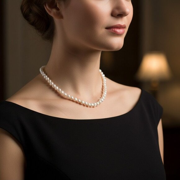 Freshwater Pearl Necklace With 925 Sterling Silver Heart Charm Clasp 17" Length - Picture 3 of 6